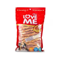 تشویقی سگ لاومی طعم مرغ طرح دور پیچ قلمی وزن 350 گرم - Love Me