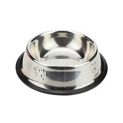 ظرف آب و غذای سگ و گربه استیل طرح پنجه 15 سانتی متر