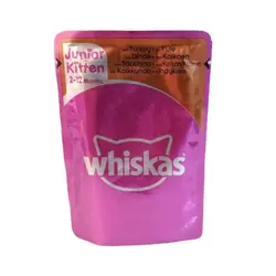 پوچ بچه گربه ویسکاس طعم بوقلمون وزن 85 گرم - Whiskas
