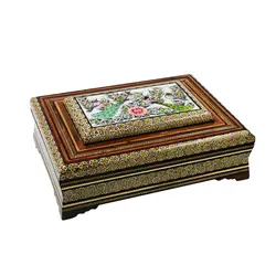 جعبه قرآن30*22تخمه دار روخاتم چوب و خاتم