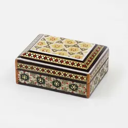 جعبه سکه ای چوب و خاتم تخمه‌دار توراش طرح 2