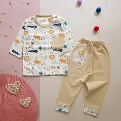 بلوز و شلوار پسرانه نوزادی یقه گرد طرح شیر پردیسبلوز و شلوار پسرانه یقه گرد طرح شیر نوزاد تا دو سال پردیس