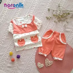 تیشرت و شلوارک دخترانه نوزادی تا 1 سال پردیس گلبهیتیشرت و شلوارک گلبهی دخترانه