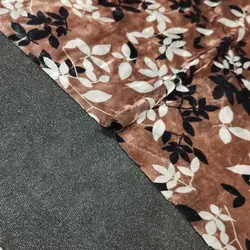مخمل قهوه ای برگ سفید | پارچه عاقبتی