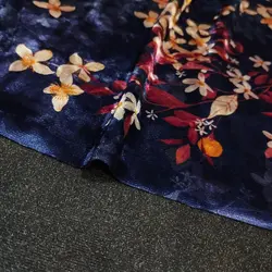 مخمل سرمه ای برگ سرخابی | پارچه عاقبتی