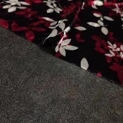 مخمل برگ زرشکی 39545 | پارچه عاقبتی