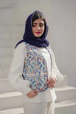 ست جلیقه دامن مروارید سورمه ای