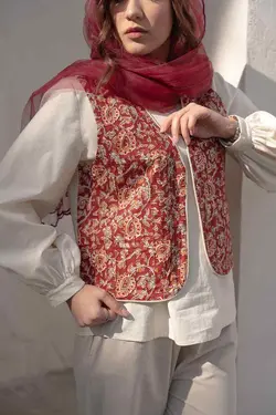 ست جلیقه دامن مروارید سورمه ای