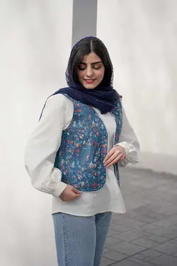 ست جلیقه دامن مروارید سورمه ای