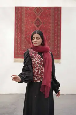 ست جلیقه دامن مروارید سورمه ای