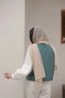 ست جلیقه دامن مروارید سورمه ای