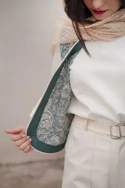 ست جلیقه دامن مروارید سورمه ای