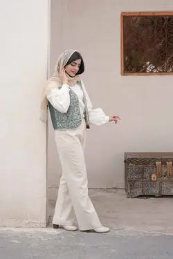 ست جلیقه دامن مروارید سورمه ای