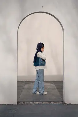 ست جلیقه دامن مروارید سورمه ای