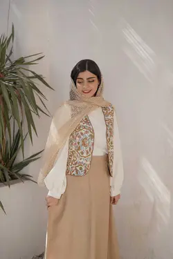 ست جلیقه دامن مروارید سورمه ای