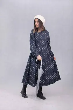 پیراهن پرگل سورمه ای