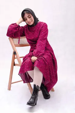 پیراهن پرگل زرشکی