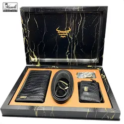 ست هدیه ای لوکس چرمی مردانه – کیف ، جاکارتی، کمربند + فندک
