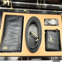 ست هدیه ای لوکس چرمی مردانه – کیف ، جاکارتی، کمربند + فندک