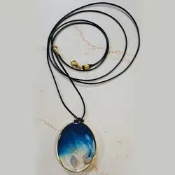 آویز رزین قاب برنجی بزرگ صدف دار