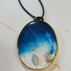 آویز رزین قاب برنجی بزرگ صدف دار