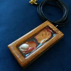 پلاک چوبی -رزین مدل برگ و صدف