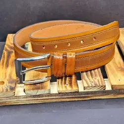 کمربند چرم طبیعی مردانه عسلی عرض 4 اسپورت mb105