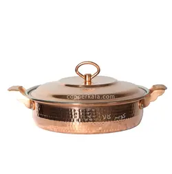 ماهیتابه ووک ارتفاع بلند سایز 4 درب دار دسته مسی زنجان