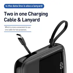 پاوربانک ۱۰۰۰۰ میلی‌آمپر 22.5 واتی بیسوس مدل Baseus Qpow PPQD2 به‌همراه کابل USB-C