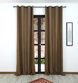 پرده پانچی کتان قهوه ای شکلاتی 242