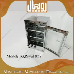 تنور گازی تمام استیل دو چدن 4 سینی با جوجه گردان رویال مدل TG.Royal 837 - تنور گازی رویال کابین