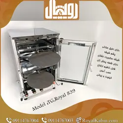 تنور گازی دو طبقه دو چدن تمام استیل دماسنج با تایمر و دو جوجه گردان مدل TG.Royal 839 - تنور گازی رویال کابین