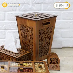 سطل زباله چوبی طرح ترنج B304 - یومارت