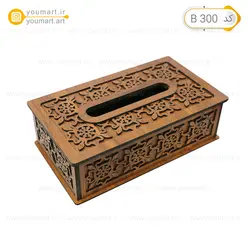 ست جعبه دستمال و سطل زباله چوبی کد B300 - یومارت