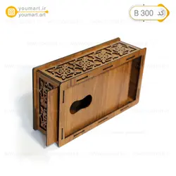 ست جعبه دستمال و سطل زباله چوبی کد B300 - یومارت