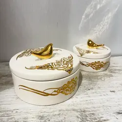 شکلات خوری گرد لیبل طلا سرامیکی دستساز - فروشگاه اینترنتی فارس گالری