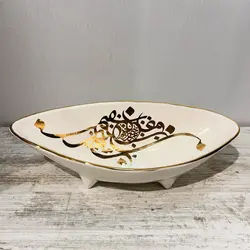 کشکول آجیل خوری سرامیکی لیبل طلا دستساز - فروشگاه اینترنتی فارس گالری