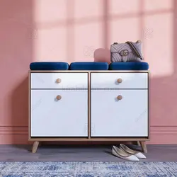 جاکفشی داشبوردی دو درب افقی کشو دار Elena - طول 98 دستگیره چوبی