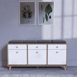 جاکفشی داشبوردی سه درب افقی کشو دار Elena - طول 150 دستگیره چوبی