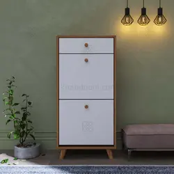جاکفشی داشبوردی دو درب کشودار Elena - طول 50 دستگیره چوبی