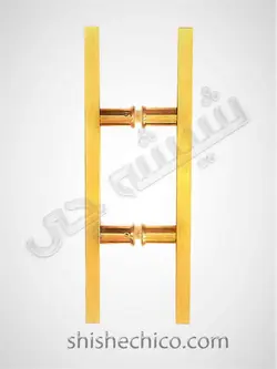 دستگیره طلایی شیشه سکوریت استیل مکعبی 40cm