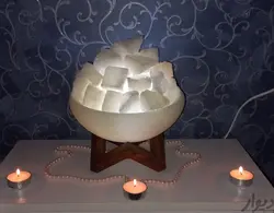 آباژور سنگ نمک با تیکه سنگ معمولی - فروشگاه اینترنتی زیکتز