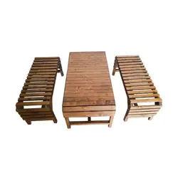 ست میز و نیمکت چوبی 4نفره - گروه تولیدی دهکده چوبی