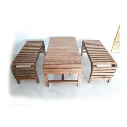 ست میز و نیمکت چوبی 4نفره - گروه تولیدی دهکده چوبی