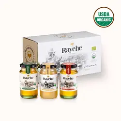 پک ارگانیک 3 عددی، عسل ارگانیک، عسل هدیه، عسل انگبین، عسل چندگیاه، عسل ارگانیک سفید