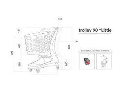 ترولی فروشگاهی 90 لیتری پلی کربنات