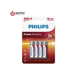 باتری نیم قلمی Alkaline فیلیپس مدل LR03P4B/97 سری Power بسته 4 عددی - ایلیا کامپیوتر