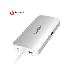 هاب USB3.1 Type-C با قابلیت تبدیل دیتا LAN و تصویر HDMI و کارت خوان برند یونیتک مدل Y-9115 - ایلیا کامپیوتر
