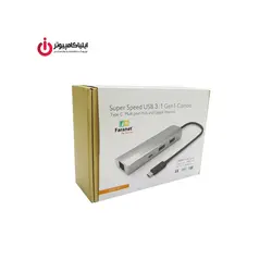 هاب USB3.1 Type-C سه پورت و کارت شبکه اکسترنال فرانت مدل FN-UCE200 - ایلیا کامپیوتر