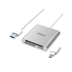 کارت خوان USB3.0 با آداپتور USB نوع C یونیتک مدل Y-9313D - ایلیا کامپیوتر